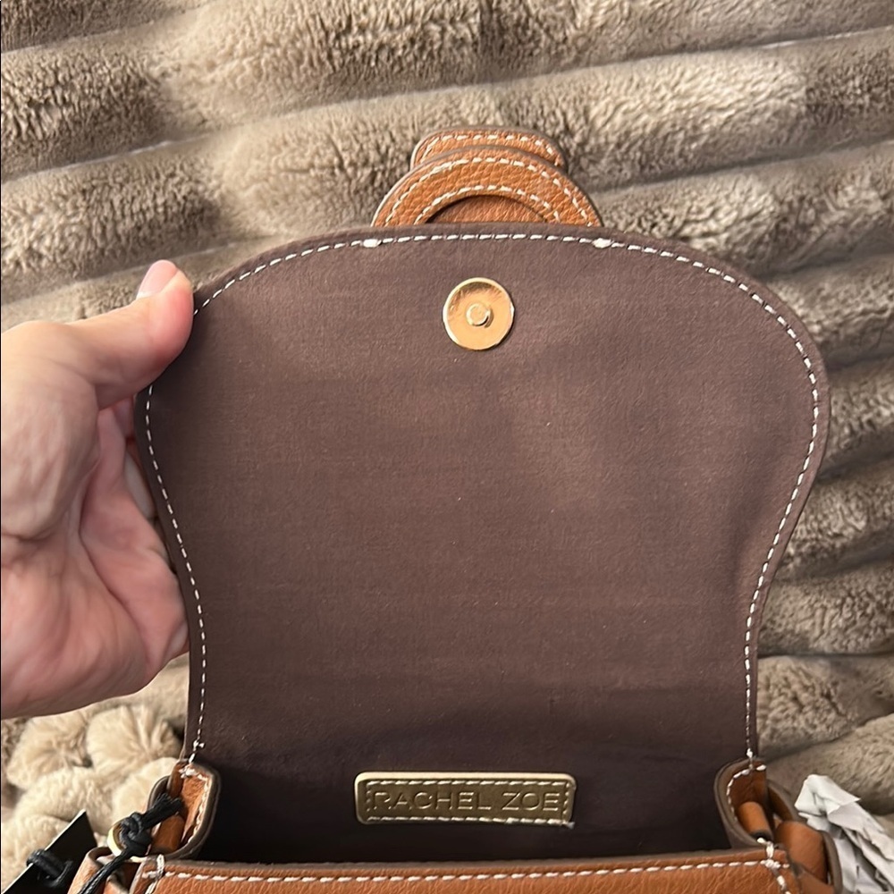 Rachel Zoe Tan Crossbody Bag with Curved Flap - Picture 7 of 9